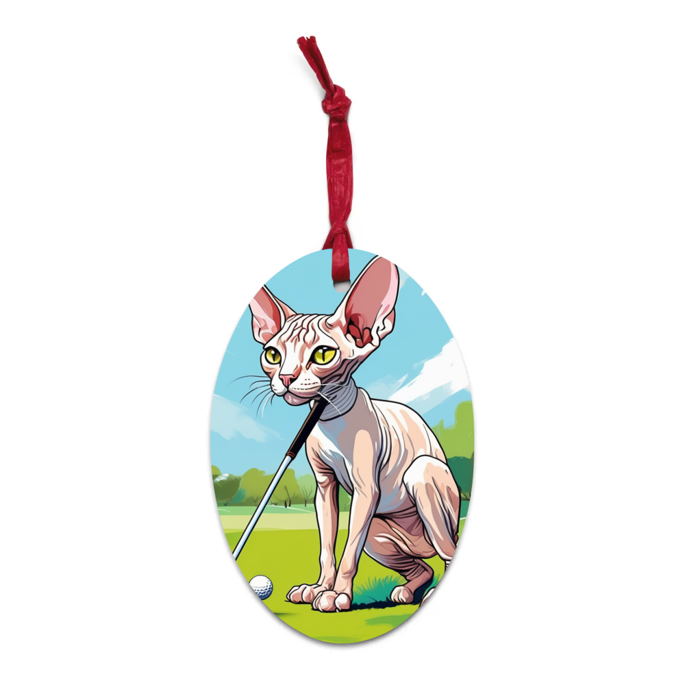 PugMug Custom Tabby Sphynx Cat Wooden Ornament
