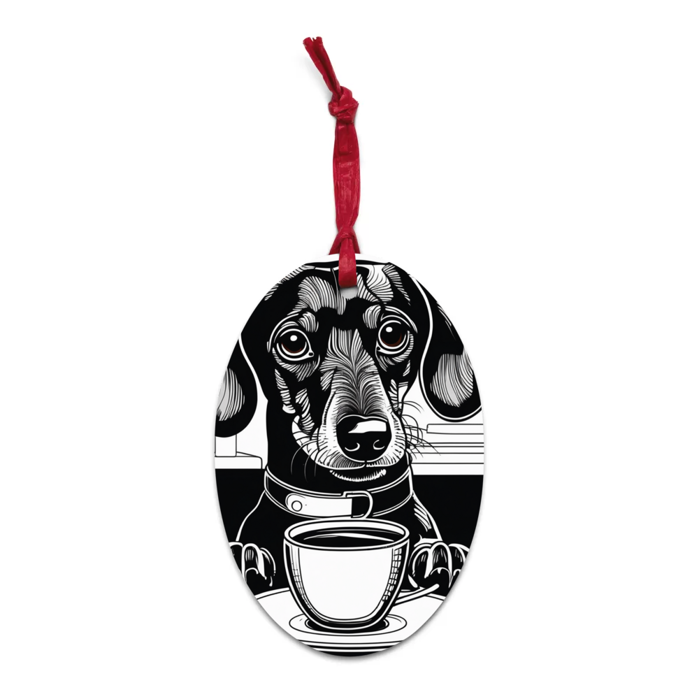 PugMug Custom Black Dachshund Wooden Ornament