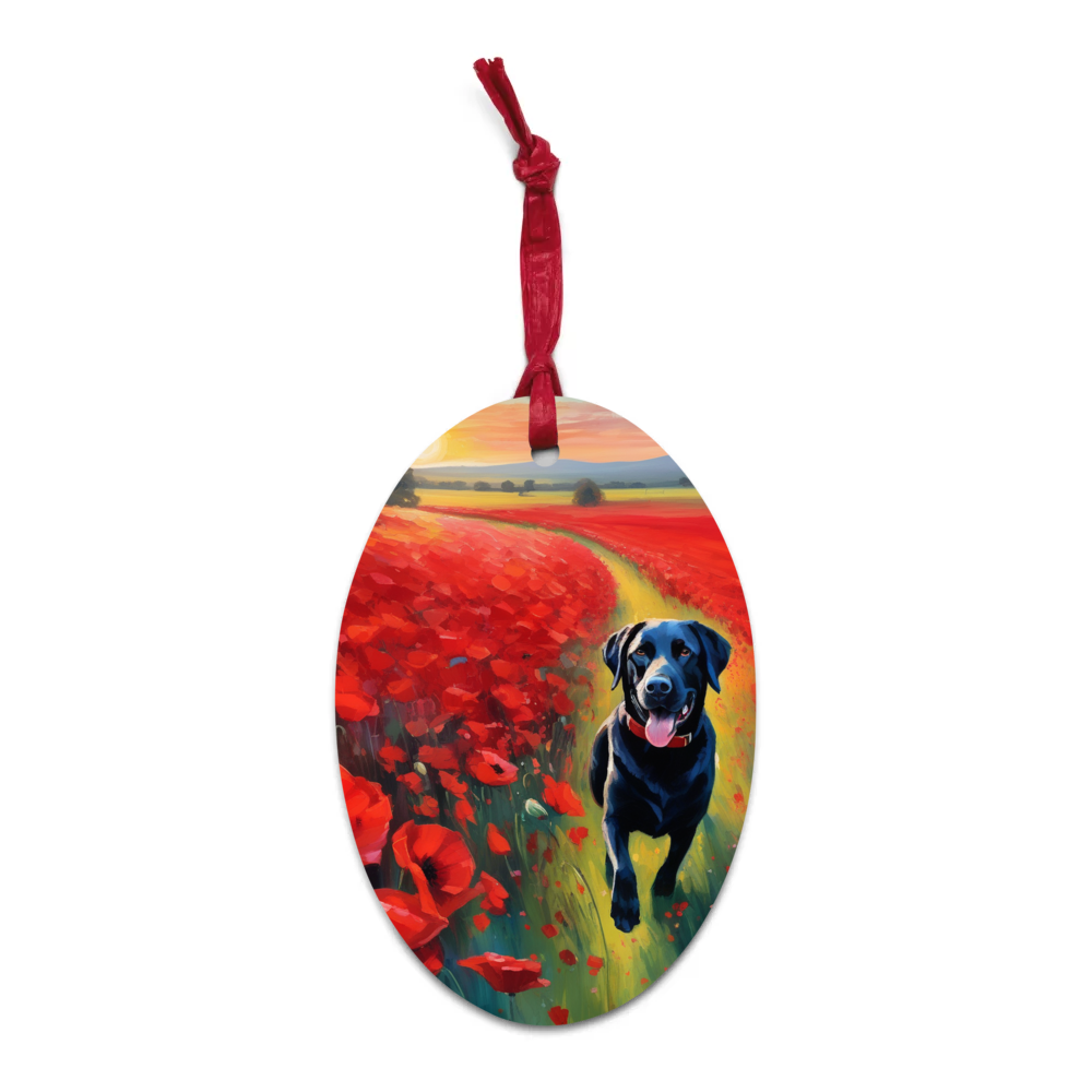 PugMug Custom Black Labrador Retriever Wooden Ornament