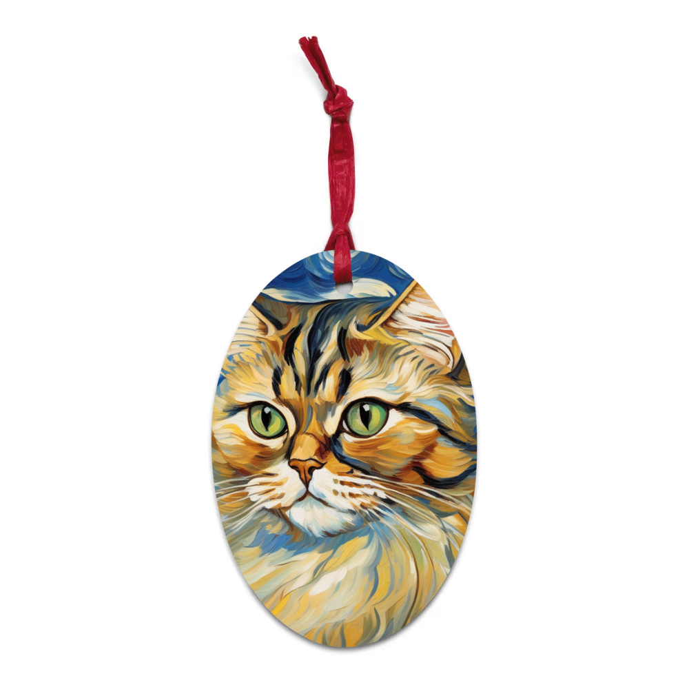 PugMug Custom Tabby Persian Cat Wooden Ornament