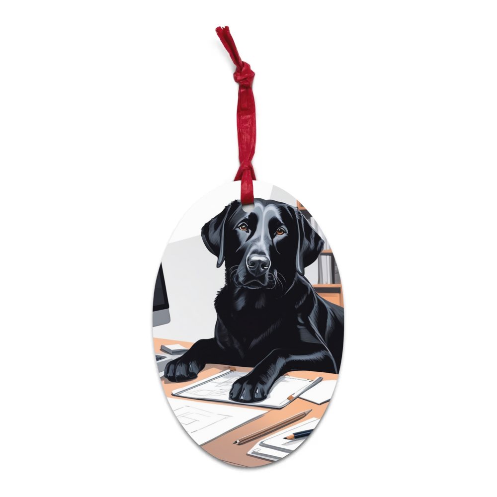 PugMug Custom Black Labrador Retriever Wooden Ornament