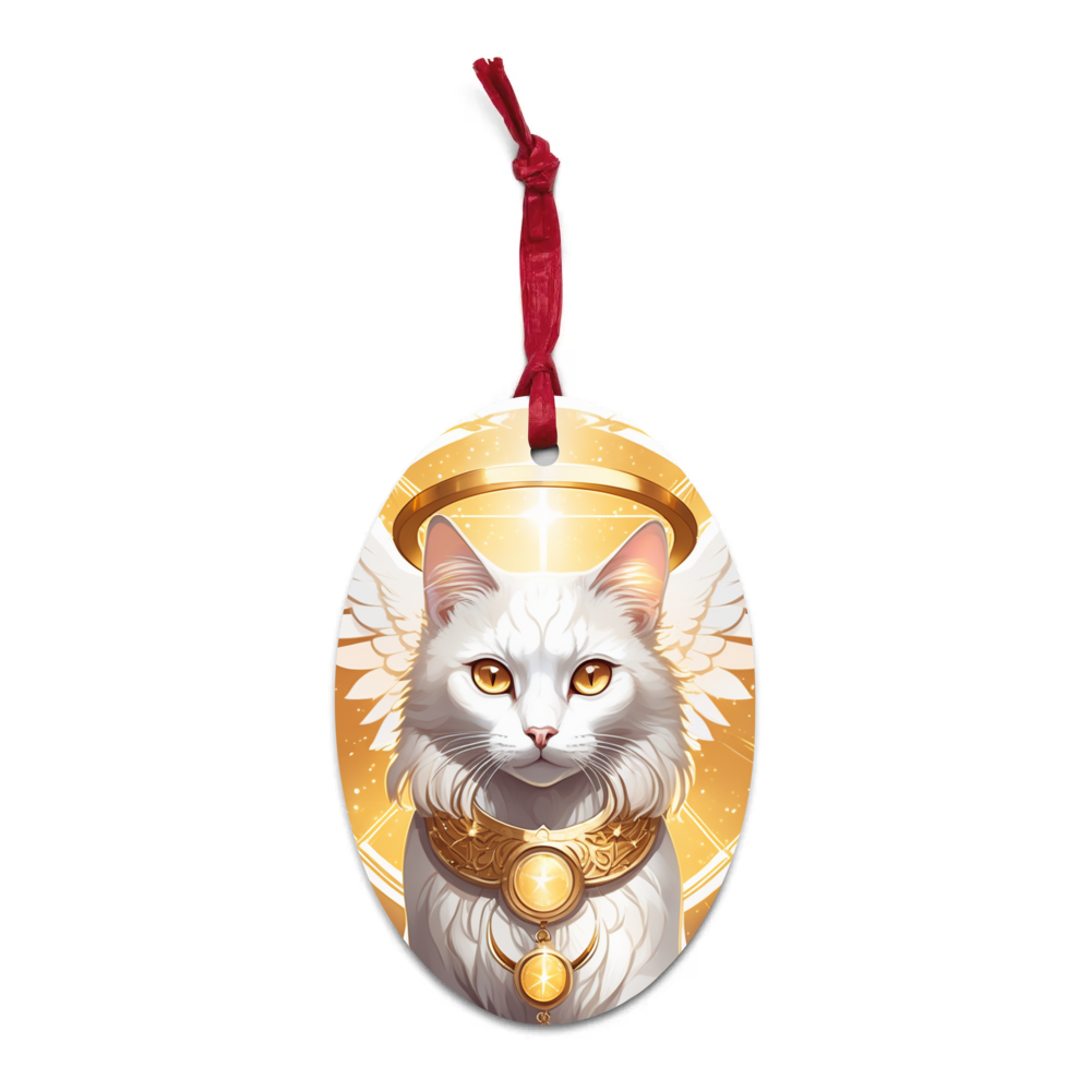 PugMug Custom White Companion Cat Wooden Ornament