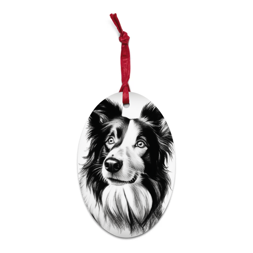 PugMug Custom Border Collie Wooden Ornament