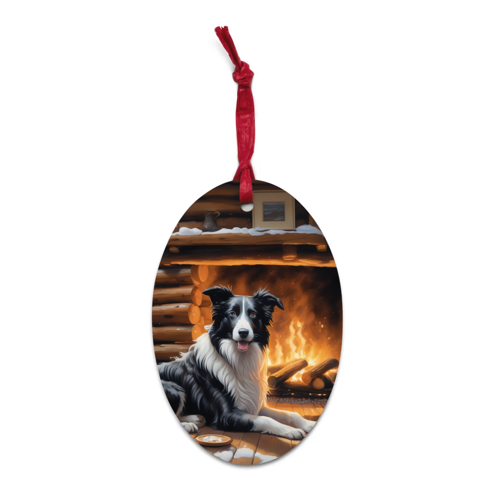 PugMug Custom Border Collie Wooden Ornament