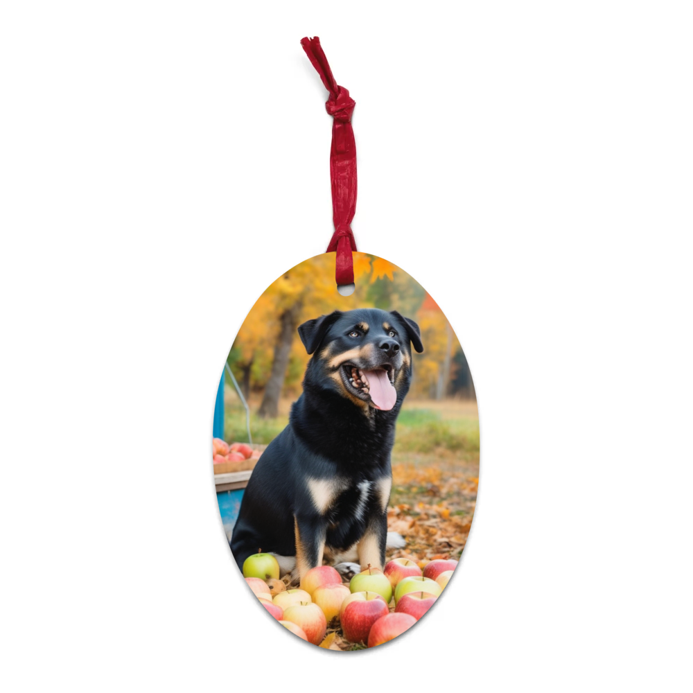 PugMug Custom Blue Wooden Ornament