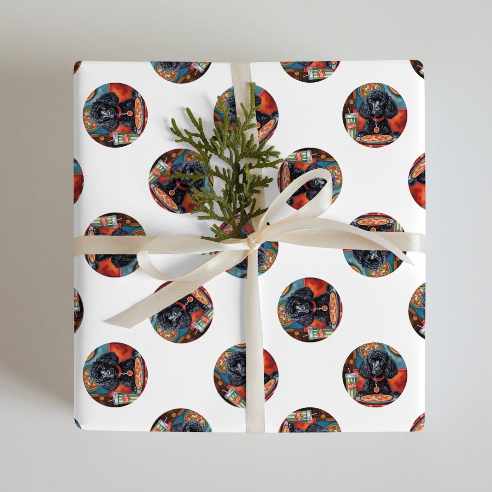 PugMug Custom Black Poodle Wrapping Paper