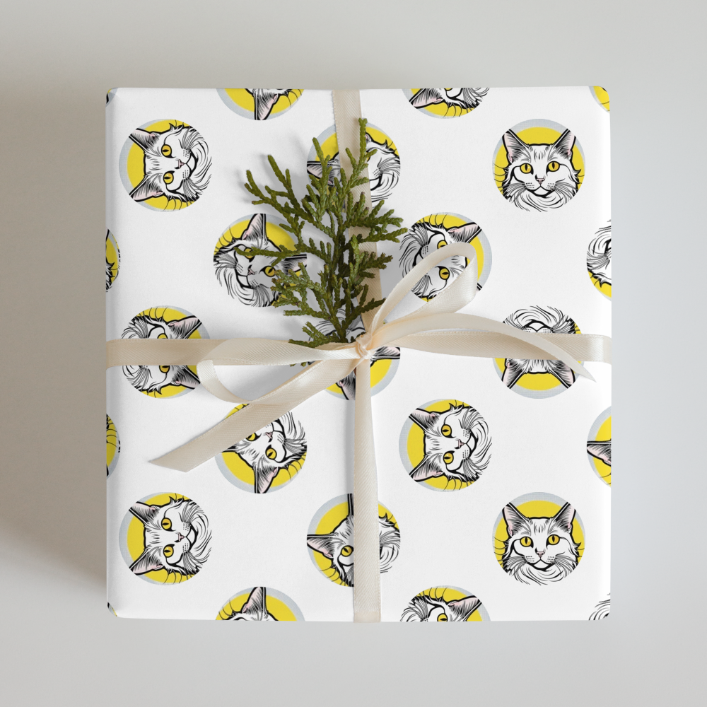 PugMug Custom White Companion Cat Wrapping Paper