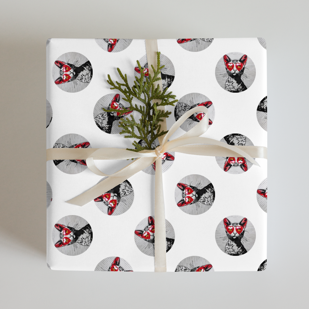 PugMug Custom Tabby Devon Rex Cat Wrapping Paper