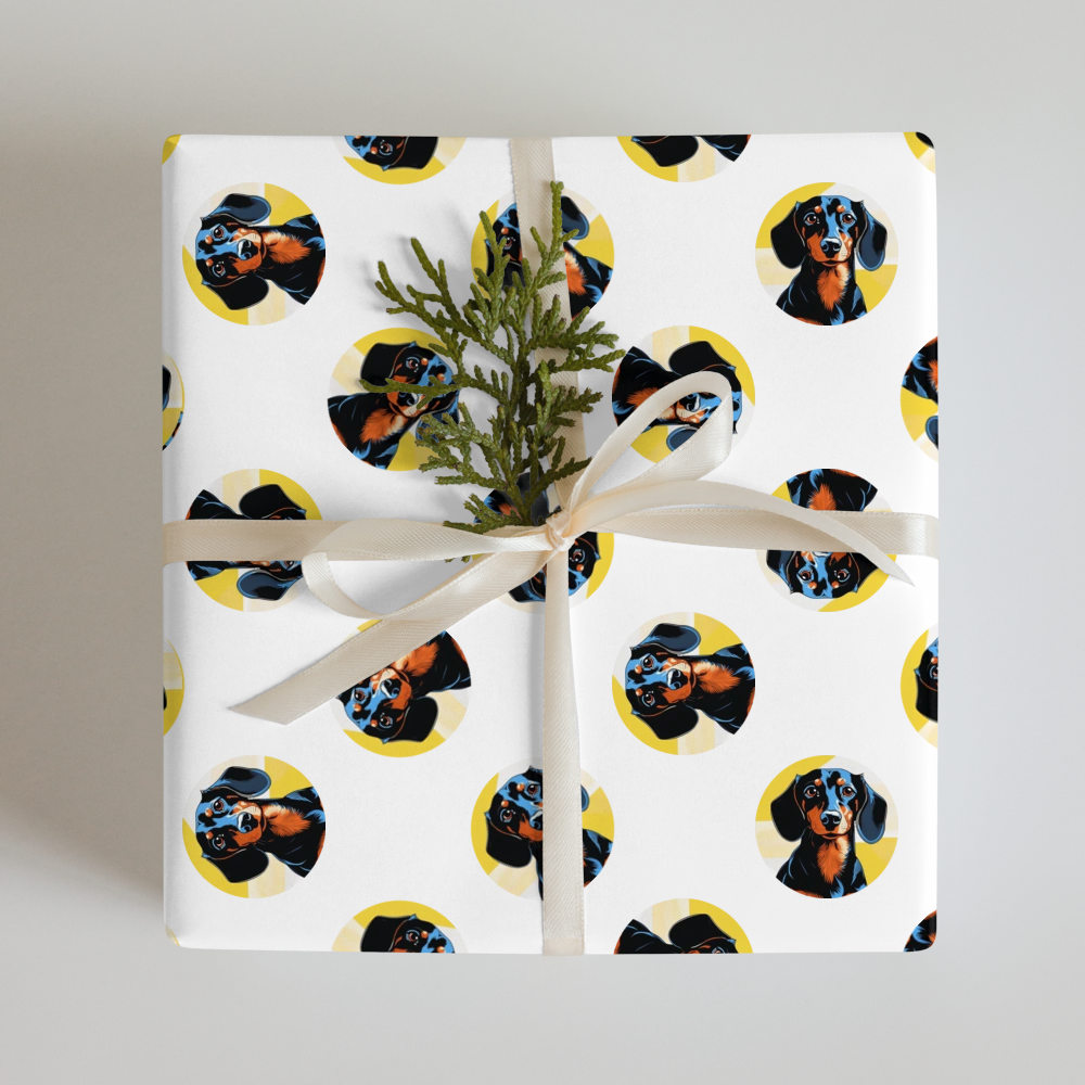 PugMug Custom Black Dachshund Wrapping Paper