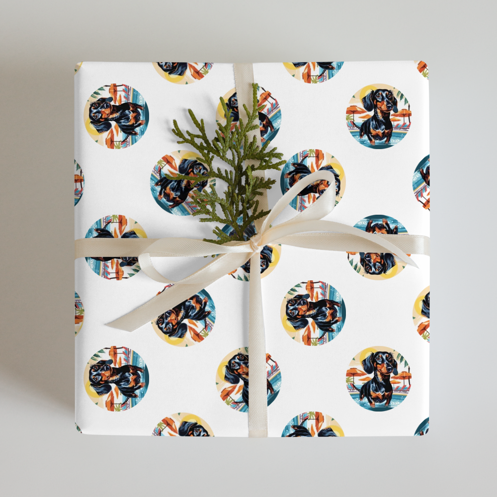 PugMug Custom Black Dachshund Wrapping Paper