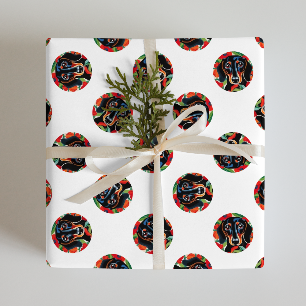 PugMug Custom Black Dachshund Wrapping Paper