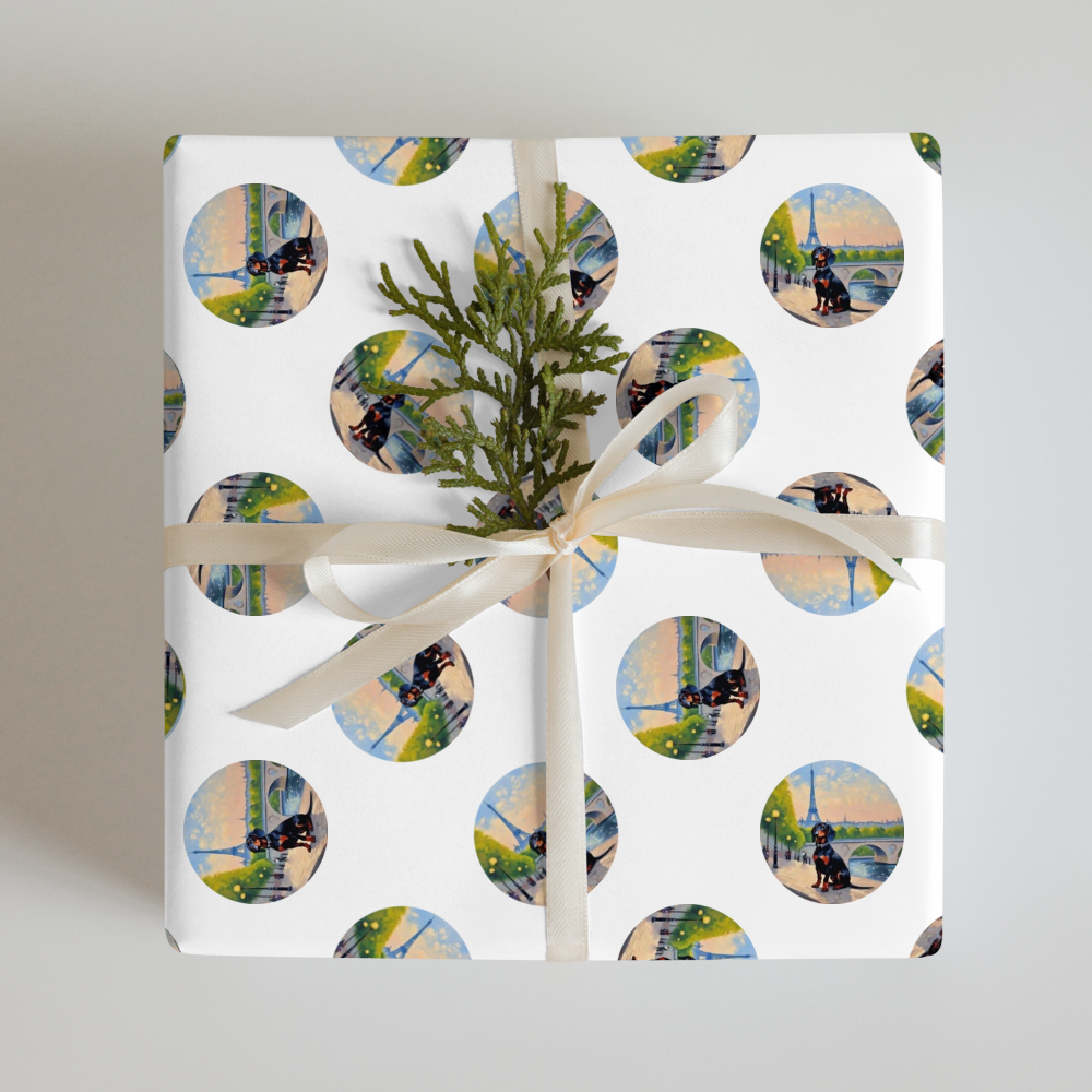 PugMug Custom Black Dachshund Wrapping Paper