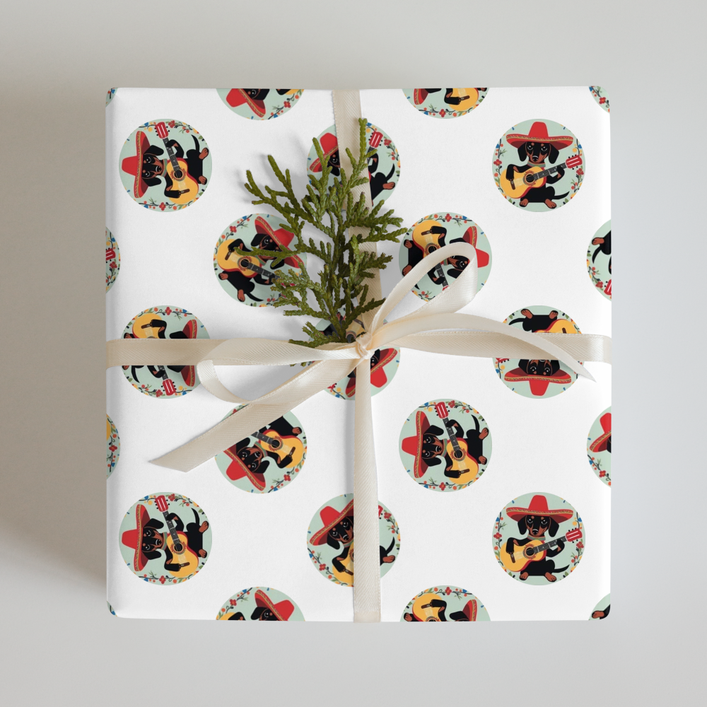 PugMug Custom Black Dachshund Wrapping Paper