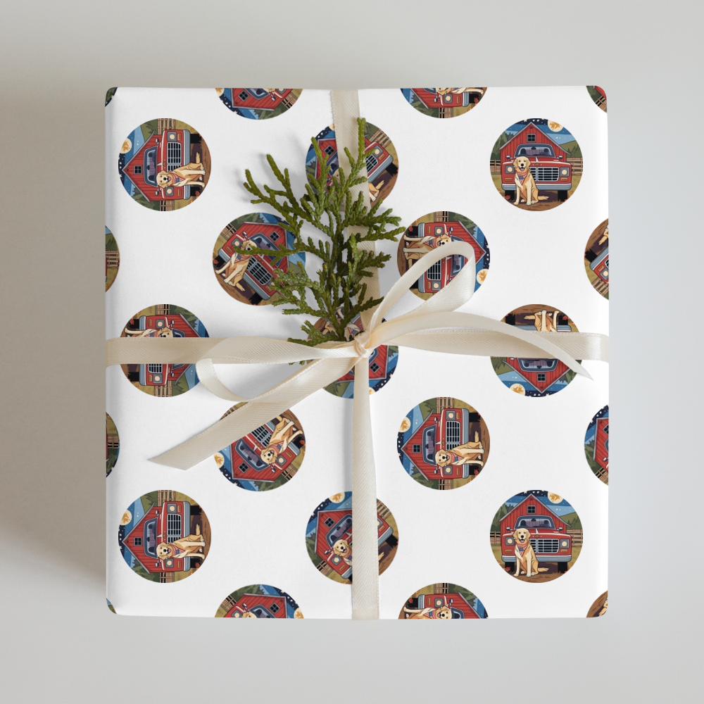 PugMug Custom Golden Retriever Wrapping Paper