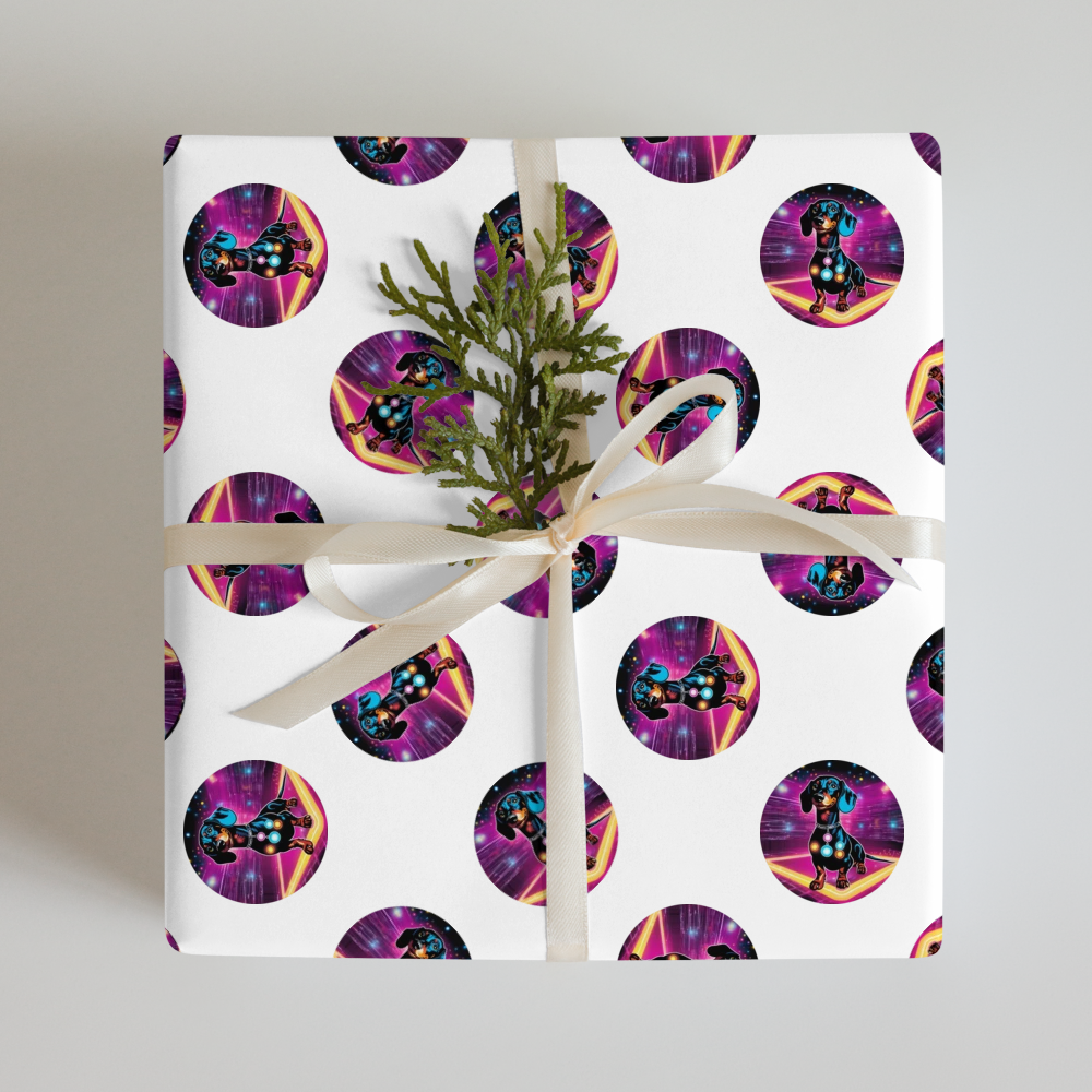 PugMug Custom Black Dachshund Wrapping Paper