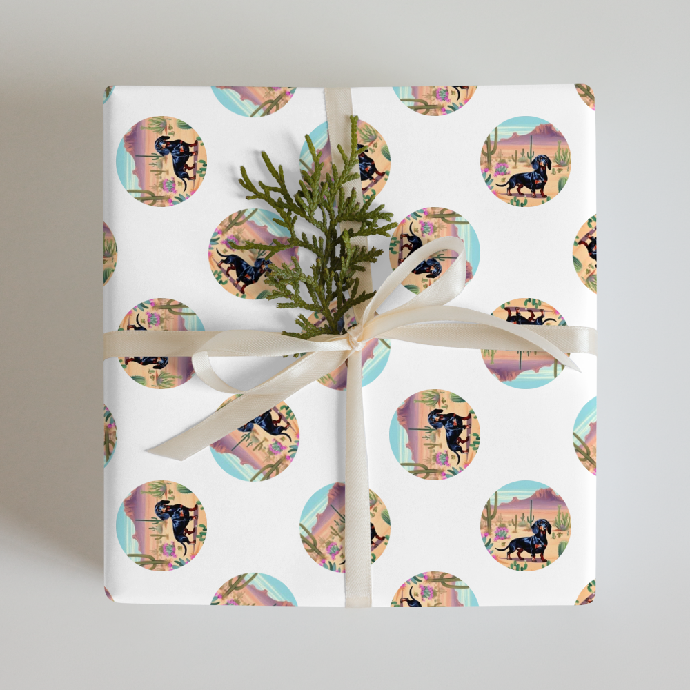 PugMug Custom Black Dachshund Wrapping Paper