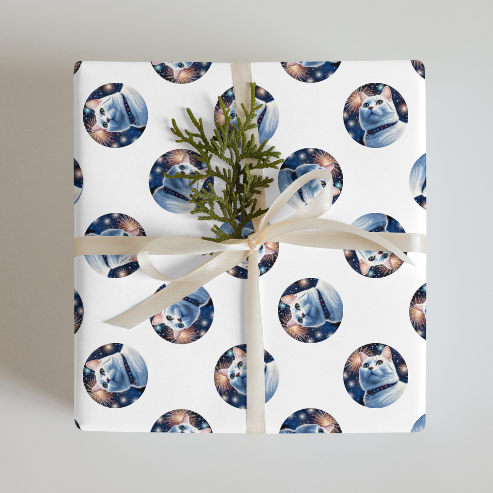 PugMug Custom White American Shorthair Cat Wrapping Paper