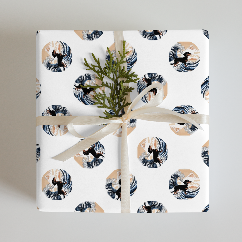 PugMug Custom Black Dachshund Wrapping Paper