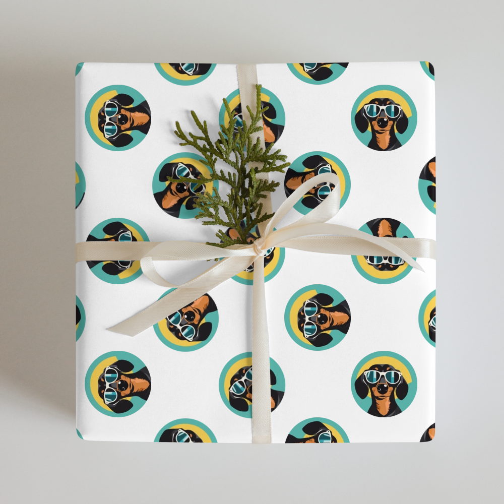 PugMug Custom Black Dachshund Wrapping Paper