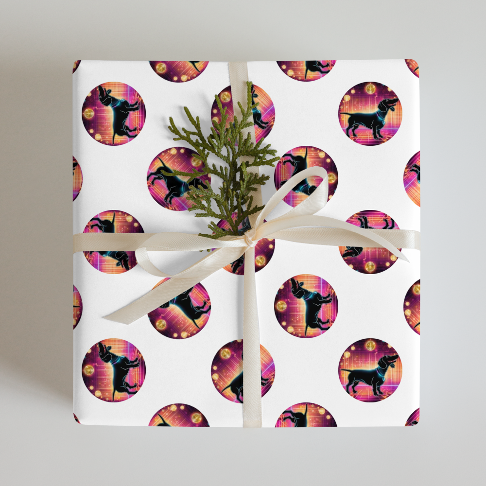 PugMug Custom Black Dachshund Wrapping Paper