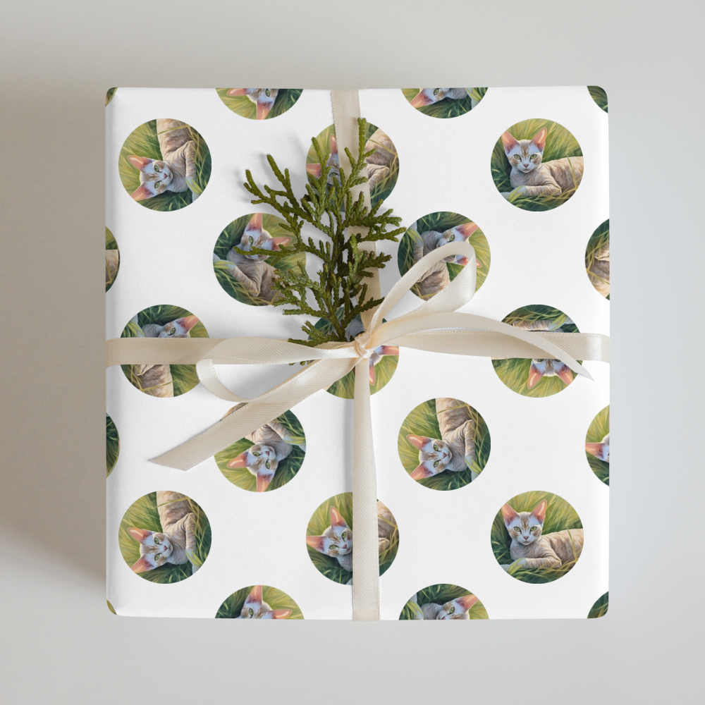 PugMug Custom Tabby Devon Rex Cat Wrapping Paper