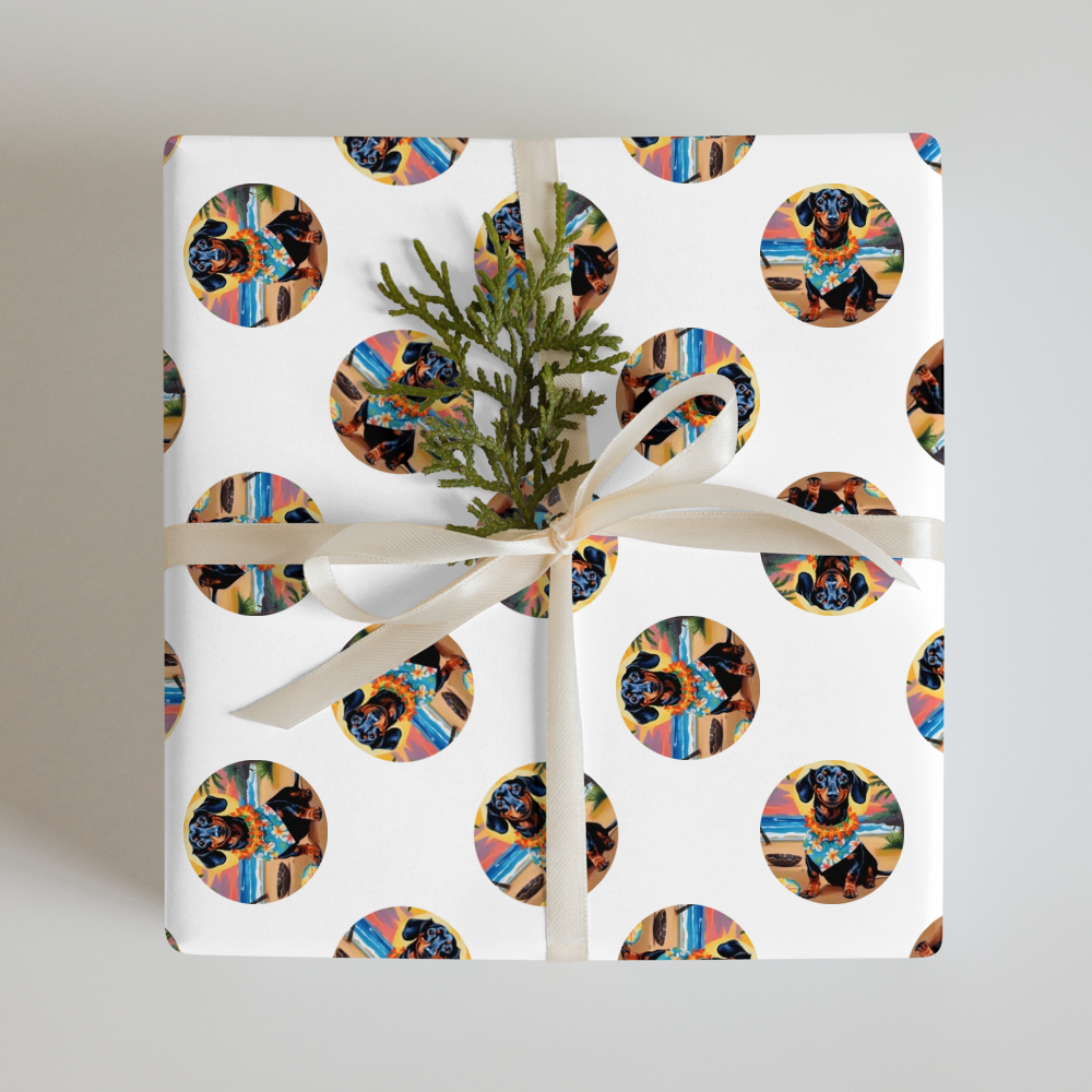 PugMug Custom Black Dachshund Wrapping Paper