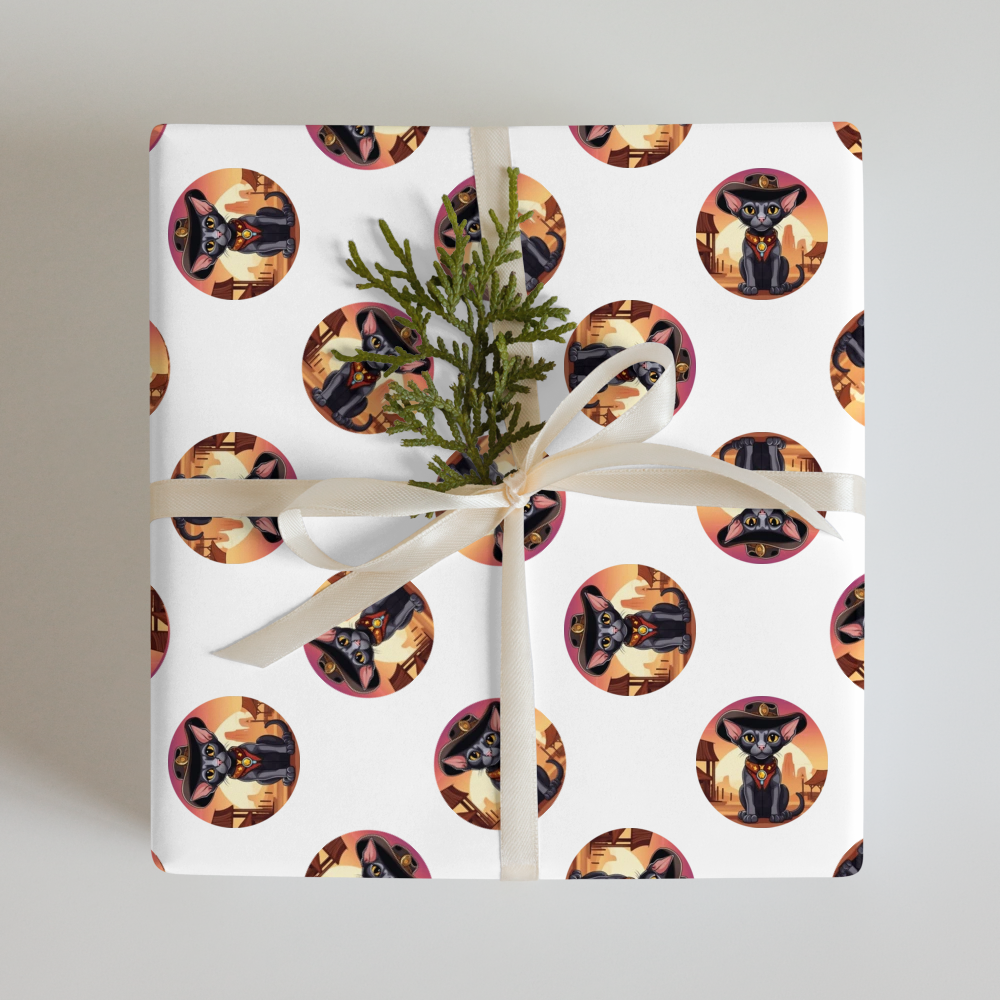 PugMug Custom Black Sphynx Cat Wrapping Paper