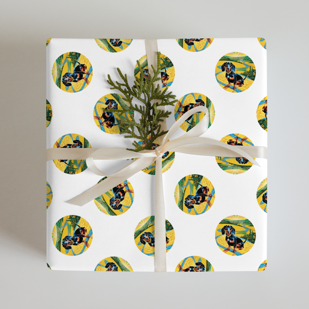 PugMug Custom Black Dachshund Wrapping Paper