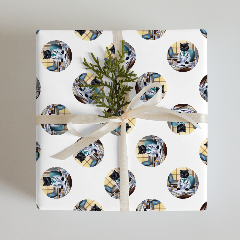 PugMug Custom Black Scottish Fold Cat Wrapping Paper