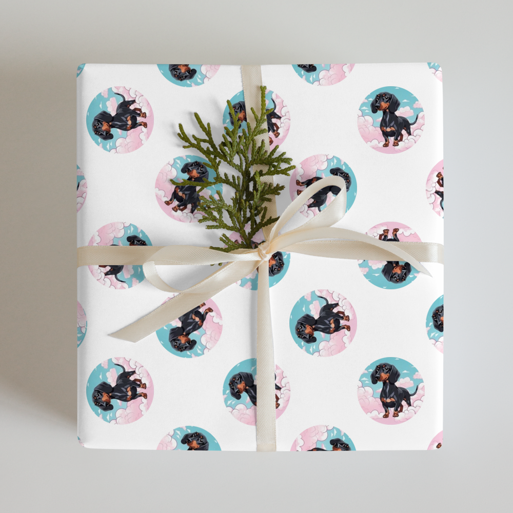 PugMug Custom Black Dachshund Wrapping Paper
