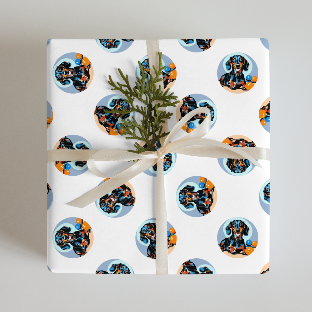 PugMug Custom Black Dachshund Wrapping Paper