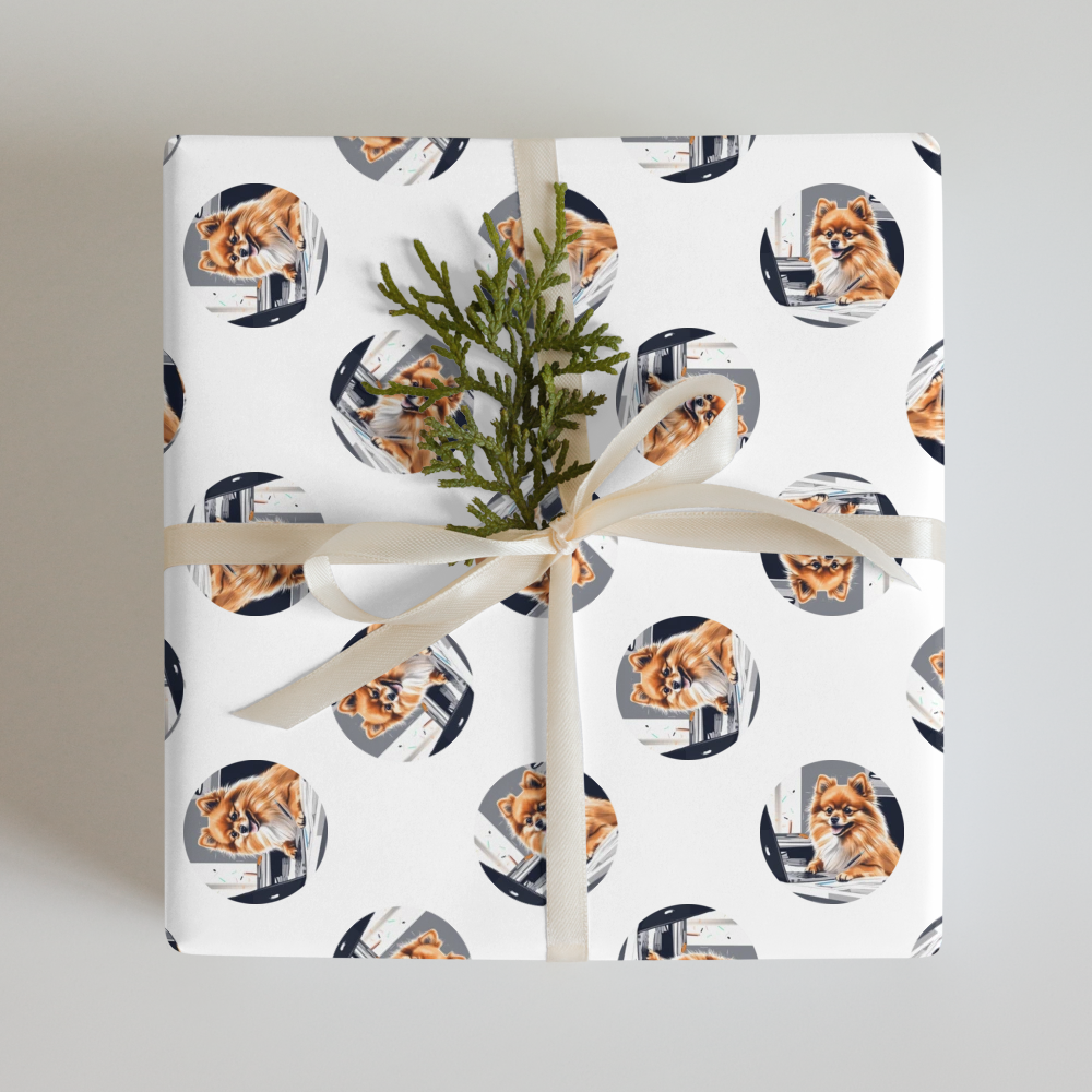 PugMug Custom Tan Pomeranian Wrapping Paper