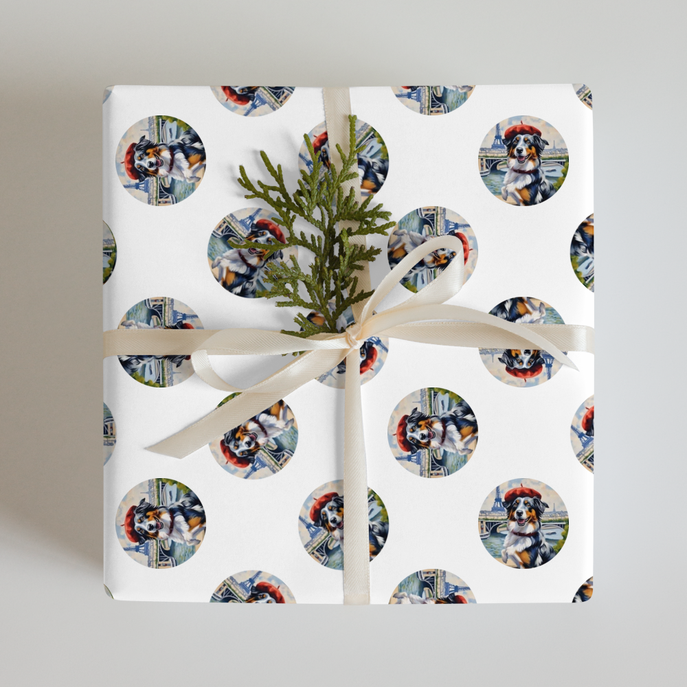 PugMug Custom Australian Shepherd Dog Wrapping Paper