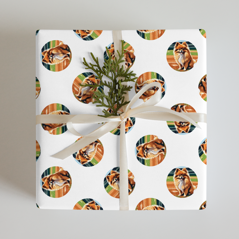 PugMug Custom Tan Pomeranian Wrapping Paper
