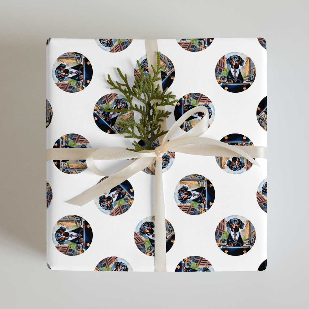 PugMug Custom Black Dachshund Wrapping Paper