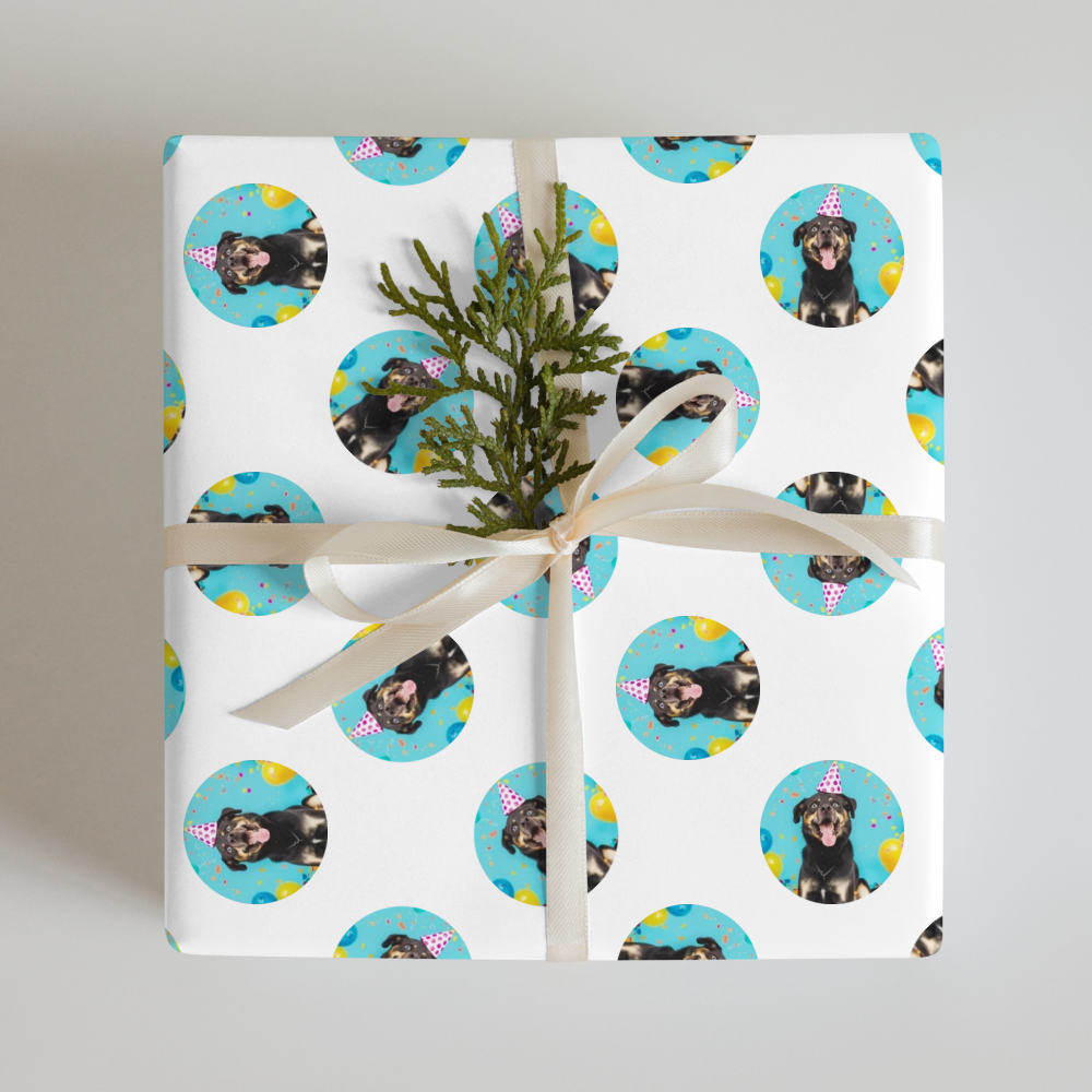 PugMug Custom Blue Wrapping Paper