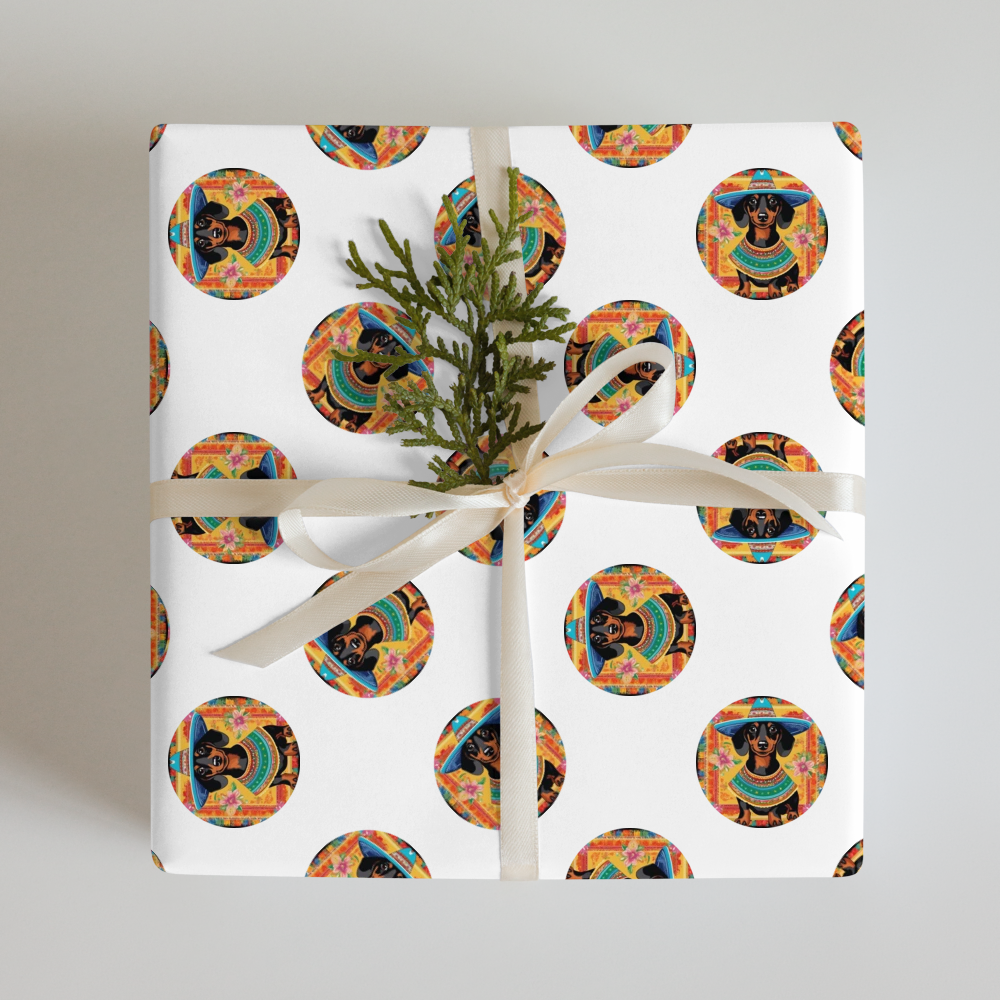PugMug Custom Black Dachshund Wrapping Paper
