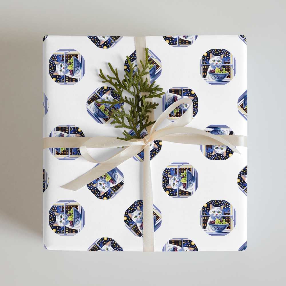 PugMug Custom White British Shorthair Cat Wrapping Paper