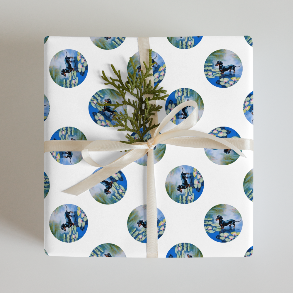 PugMug Custom Black Dachshund Wrapping Paper