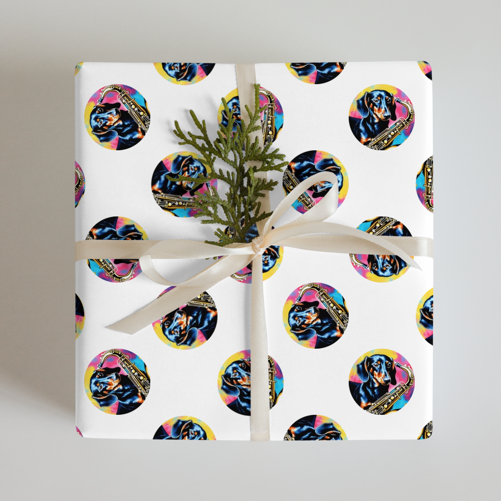 PugMug Custom Black Dachshund Wrapping Paper