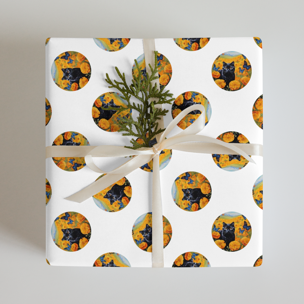 PugMug Custom Black Scottish Fold Cat Wrapping Paper