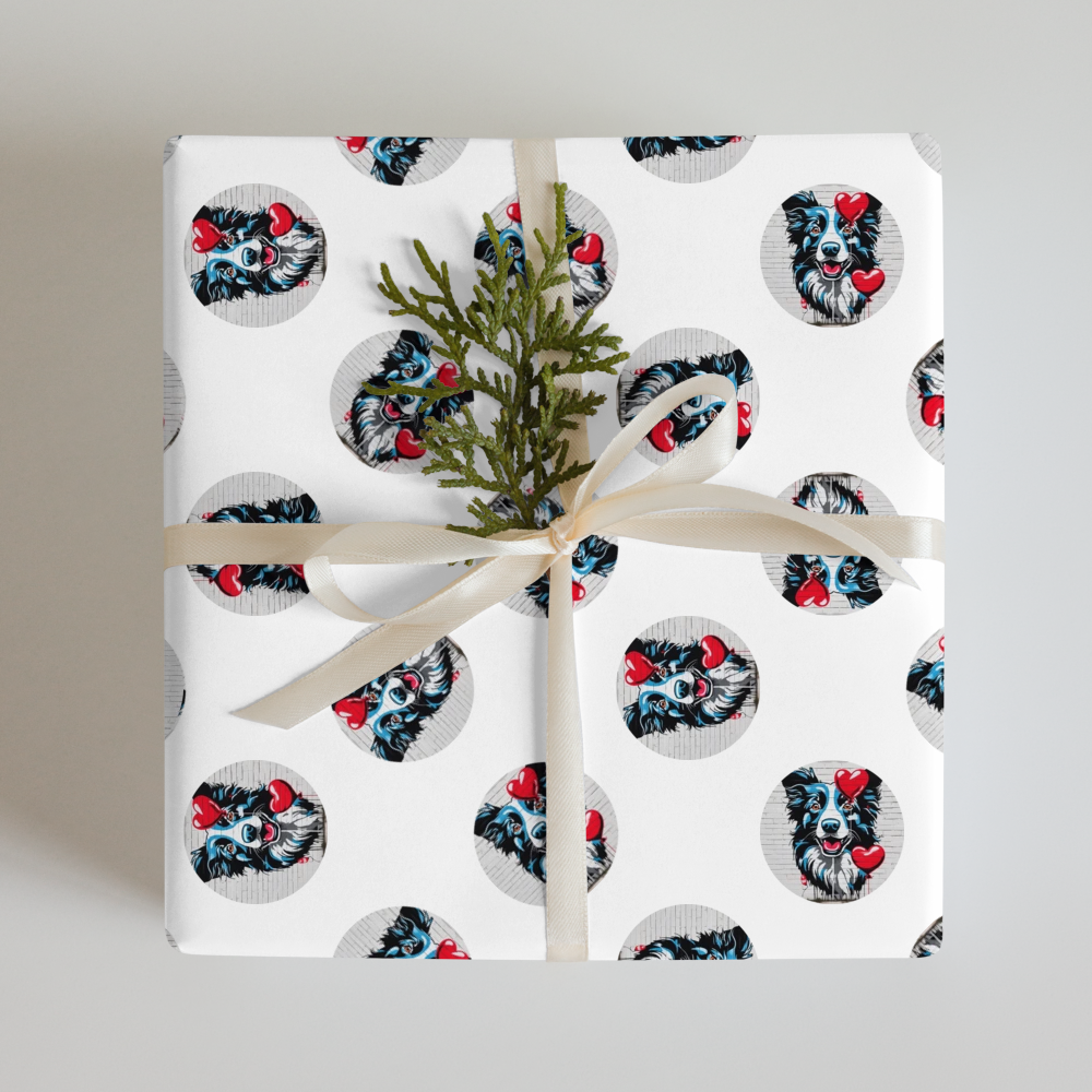 PugMug Custom Border Collie Wrapping Paper
