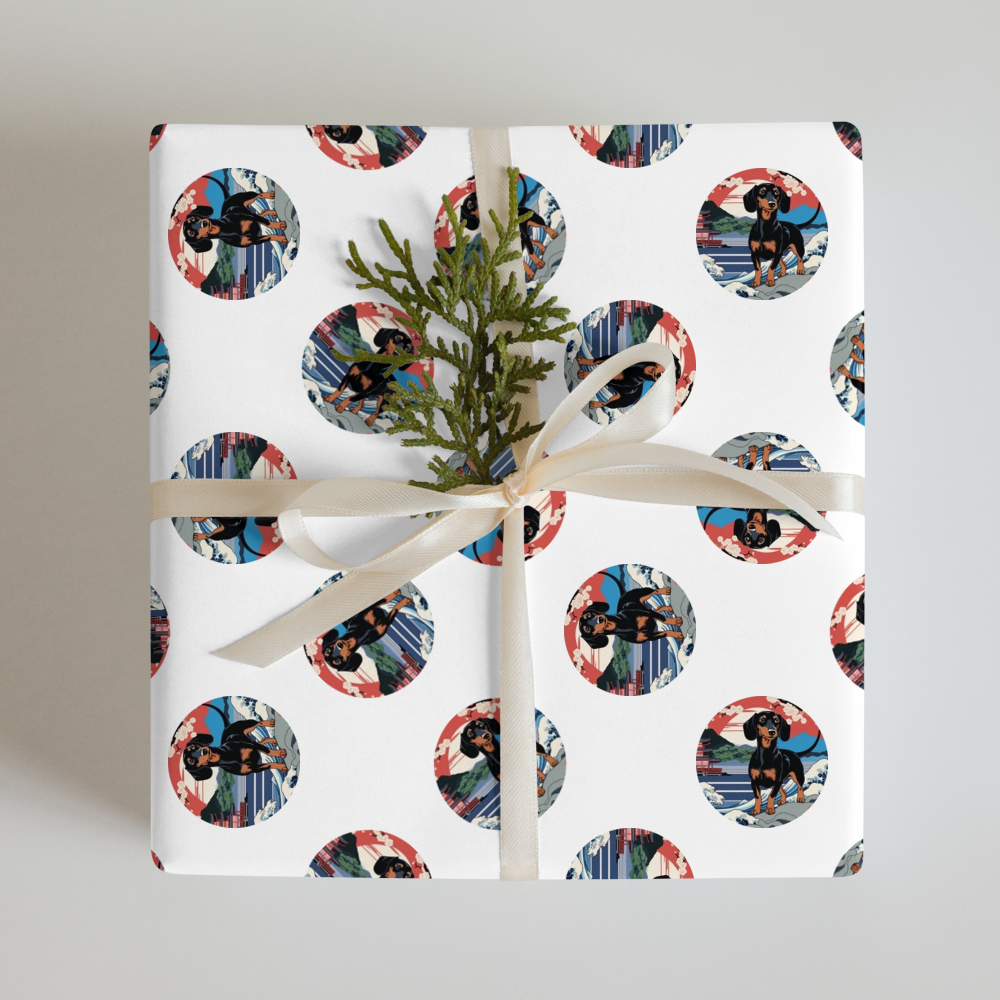 PugMug Custom Black Dachshund Wrapping Paper