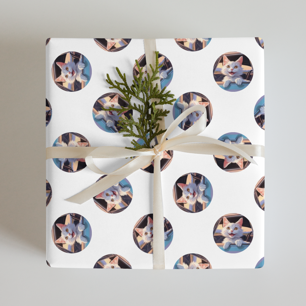 PugMug Custom White Companion Cat Wrapping Paper
