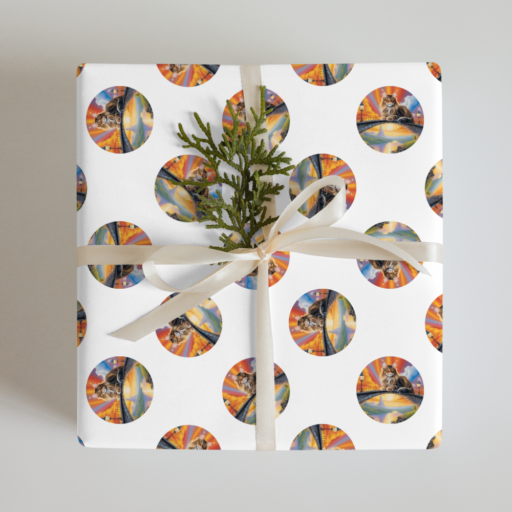PugMug Custom Tabby Maine Coon Cat Wrapping Paper