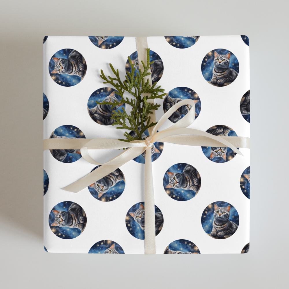 PugMug Custom Tabby British Shorthair Cat Wrapping Paper