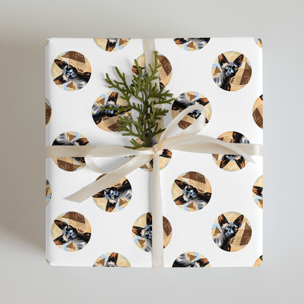 PugMug Custom Black Sphynx Cat Wrapping Paper