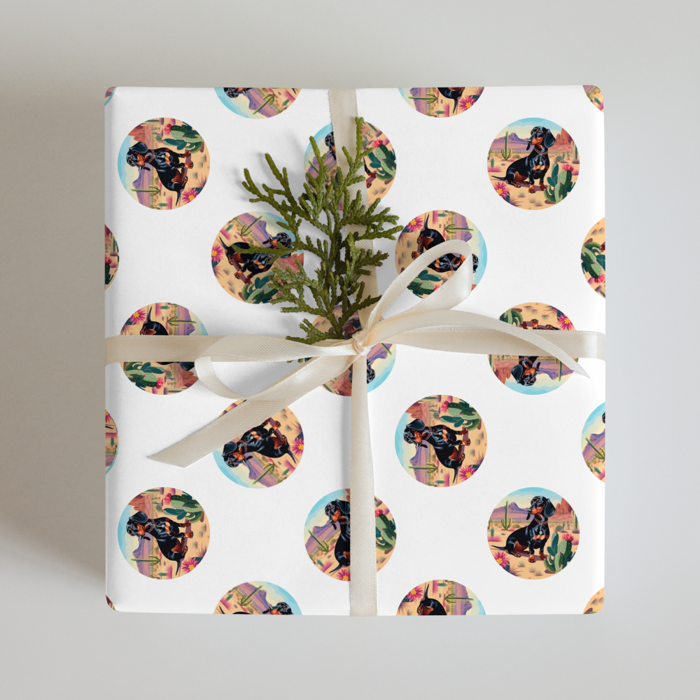 PugMug Custom Black Dachshund Wrapping Paper