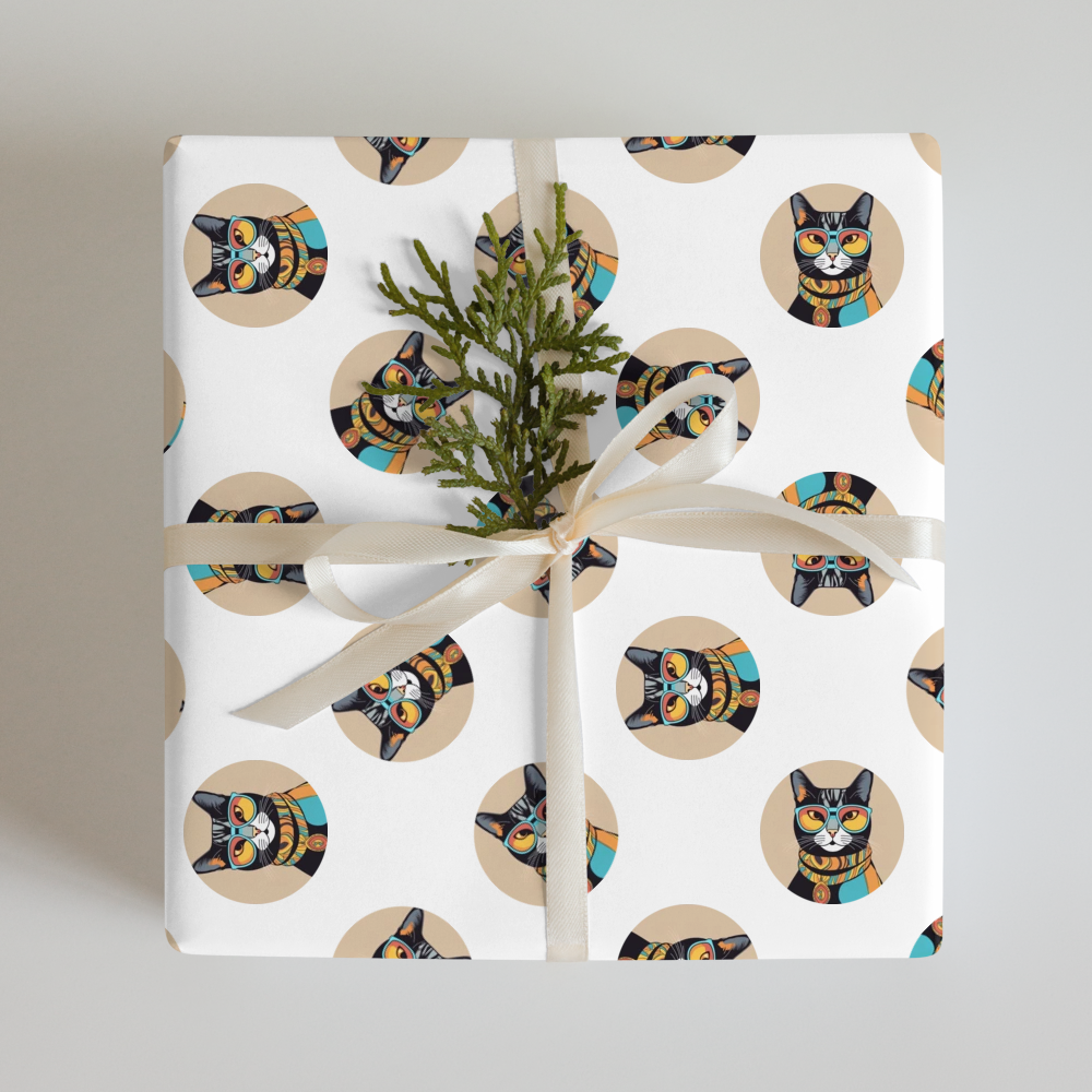 PugMug Custom Black American Shorthair Cat Wrapping Paper
