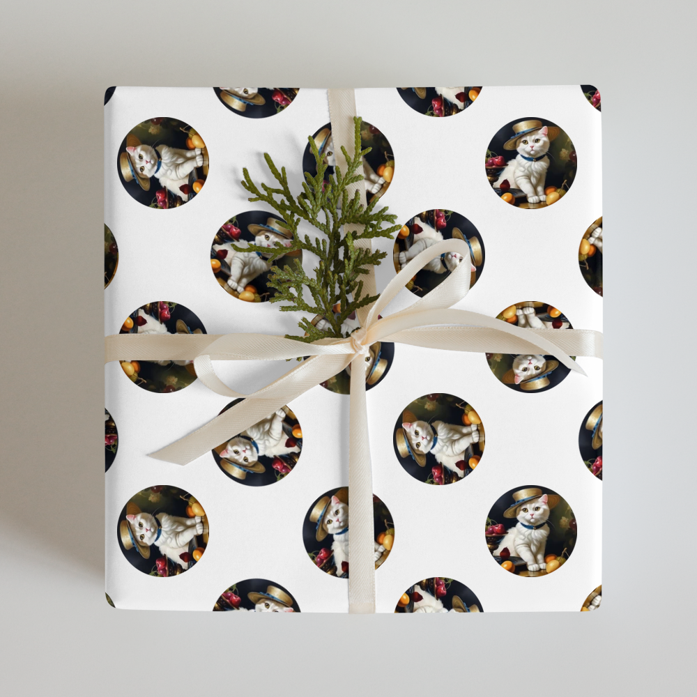 PugMug Custom White Scottish Fold Cat Wrapping Paper